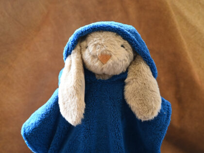 Poncho teddy donkerblauw - Stoffeerderij Sabrina